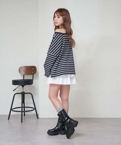 RAY CASSIN（レイカズン）の「ティアードスウェットミニスカート（スカート・レディース・グレー/ネイビー/ホワイト・FREE）」の12枚目の写真