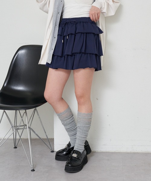 RAY CASSIN（レイカズン）の「ティアードスウェットミニスカート（スカート・レディース・グレー/ネイビー/ホワイト・FREE）」の22枚目の写真