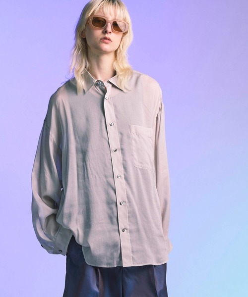 プライムオーバーセルロースシフォンレギュラーカラーシャツ セール】《UNISEX》Prime-Over Cellrose Chiffon Regular Collar