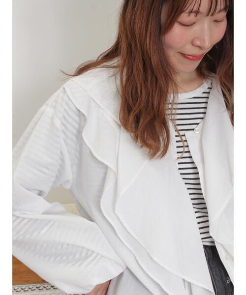 Samansa Mos2(サマンサ モスモス)の「フレアカラーブラウス(シャツ/ブラウス・レディース・ブラック/ピンク/グリーン/オフホワイト・F)」の2枚目の写真