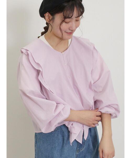 Samansa Mos2(サマンサ モスモス)の「フレアカラーブラウス(シャツ/ブラウス・レディース・ブラック/ピンク/グリーン/オフホワイト・F)」の6枚目の写真