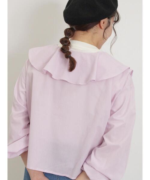 Samansa Mos2(サマンサ モスモス)の「フレアカラーブラウス(シャツ/ブラウス・レディース・ブラック/ピンク/グリーン/オフホワイト・F)」の7枚目の写真