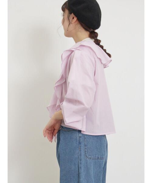 Samansa Mos2(サマンサ モスモス)の「フレアカラーブラウス(シャツ/ブラウス・レディース・ブラック/ピンク/グリーン/オフホワイト・F)」の10枚目の写真