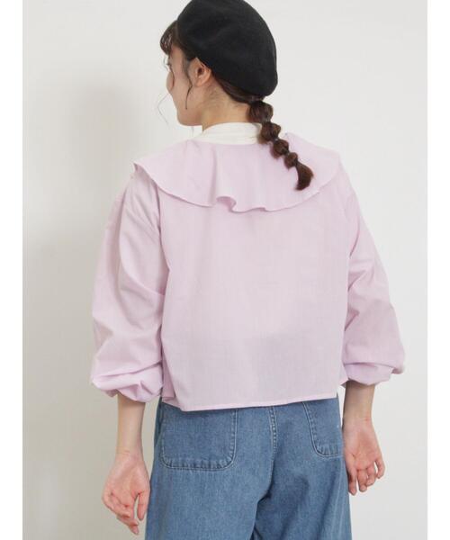 Samansa Mos2(サマンサ モスモス)の「フレアカラーブラウス(シャツ/ブラウス・レディース・ブラック/ピンク/グリーン/オフホワイト・F)」の11枚目の写真