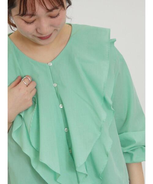 Samansa Mos2(サマンサ モスモス)の「フレアカラーブラウス(シャツ/ブラウス・レディース・ブラック/ピンク/グリーン/オフホワイト・F)」の12枚目の写真