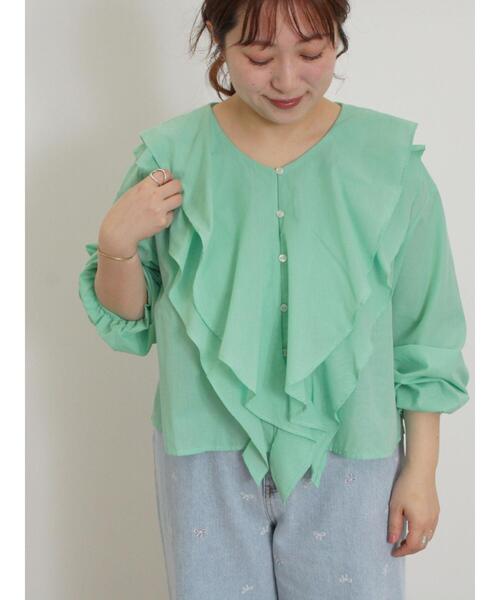 Samansa Mos2(サマンサ モスモス)の「フレアカラーブラウス(シャツ/ブラウス・レディース・ブラック/ピンク/グリーン/オフホワイト・F)」の13枚目の写真