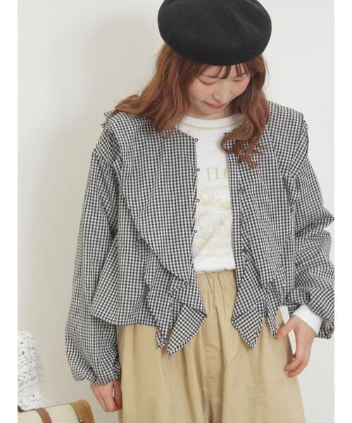 Samansa Mos2(サマンサ モスモス)の「フレアカラーブラウス(シャツ/ブラウス・レディース・ブラック/ピンク/グリーン/オフホワイト・F)」の17枚目の写真