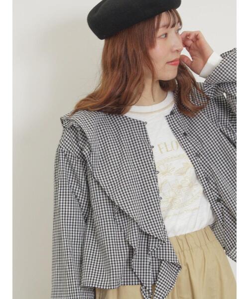 Samansa Mos2(サマンサ モスモス)の「フレアカラーブラウス(シャツ/ブラウス・レディース・ブラック/ピンク/グリーン/オフホワイト・F)」の18枚目の写真