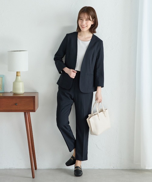 ストレッチ・ウォッシャブル・イージーケア・接触冷感】センタープレス