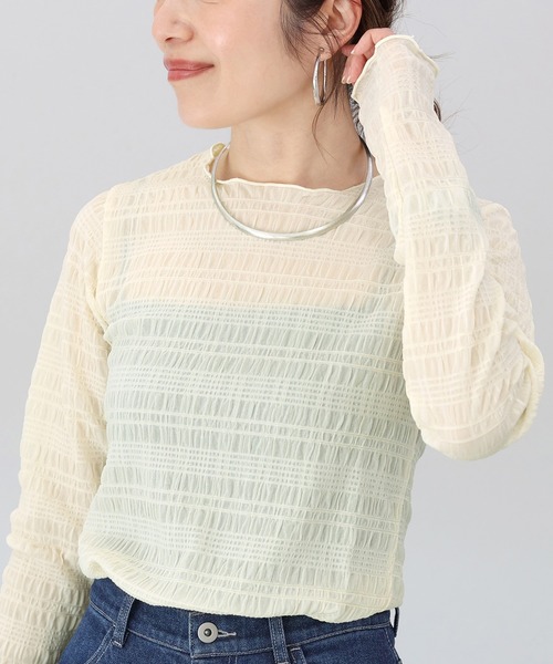 Aletta vita(アレッタビータ)の「シャーリングシアープルオーバー(Tシャツ/カットソー・レディース・ブラック/アイボリー・F)」の2枚目の写真