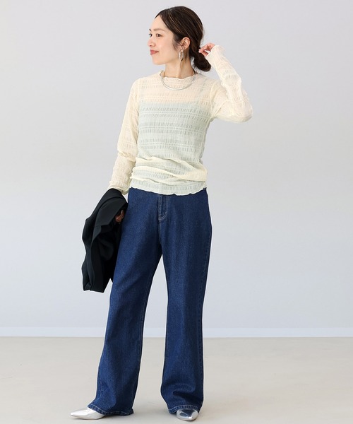 Aletta vita(アレッタビータ)の「シャーリングシアープルオーバー(Tシャツ/カットソー・レディース・ブラック/アイボリー・F)」の4枚目の写真