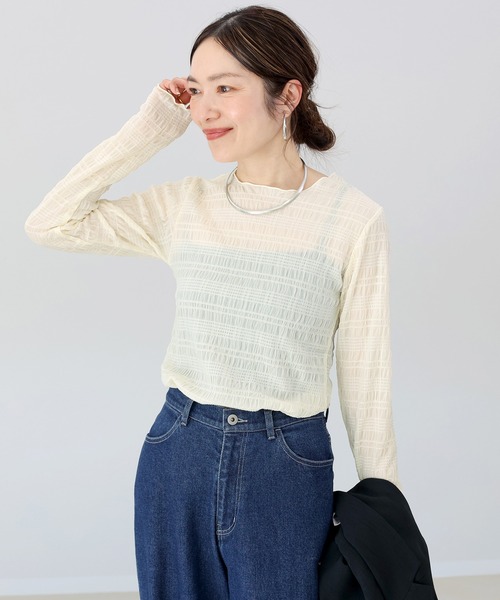 Aletta vita(アレッタビータ)の「シャーリングシアープルオーバー(Tシャツ/カットソー・レディース・ブラック/アイボリー・F)」の6枚目の写真