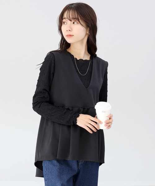 Aletta vita(アレッタビータ)の「シャーリングシアープルオーバー(Tシャツ/カットソー・レディース・ブラック/アイボリー・F)」の13枚目の写真