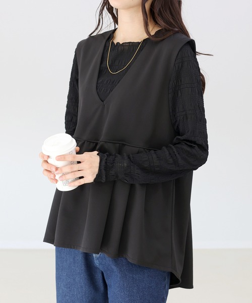 Aletta vita(アレッタビータ)の「シャーリングシアープルオーバー(Tシャツ/カットソー・レディース・ブラック/アイボリー・F)」の14枚目の写真