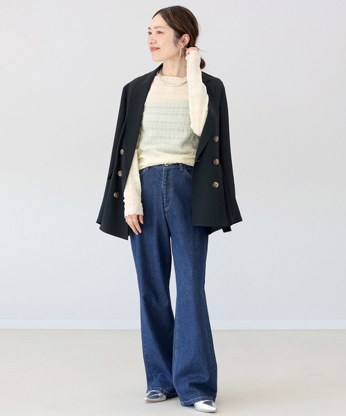 Aletta vita(アレッタビータ)の「シャーリングシアープルオーバー(Tシャツ/カットソー・レディース・ブラック/アイボリー・F)」の3枚目の写真