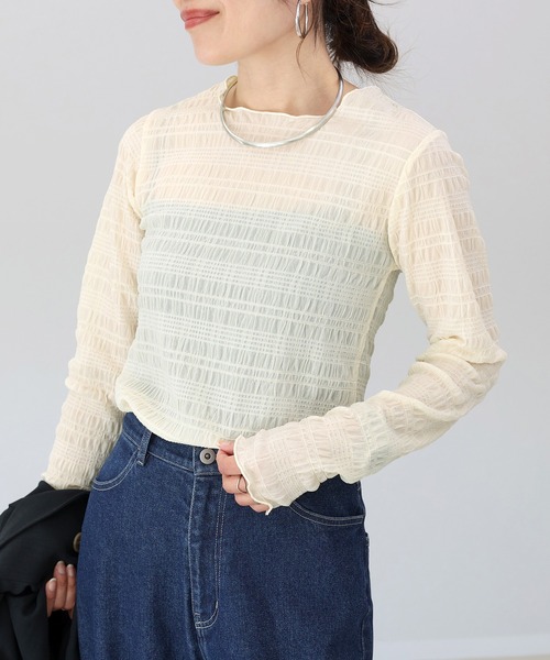 Aletta vita(アレッタビータ)の「シャーリングシアープルオーバー(Tシャツ/カットソー・レディース・ブラック/アイボリー・F)」の8枚目の写真