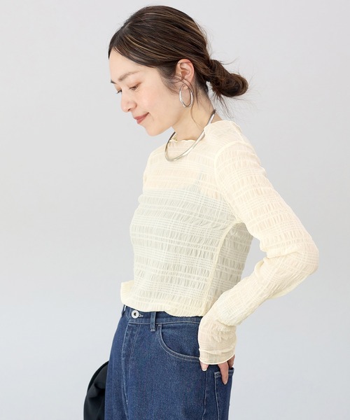 Aletta vita(アレッタビータ)の「シャーリングシアープルオーバー(Tシャツ/カットソー・レディース・ブラック/アイボリー・F)」の9枚目の写真