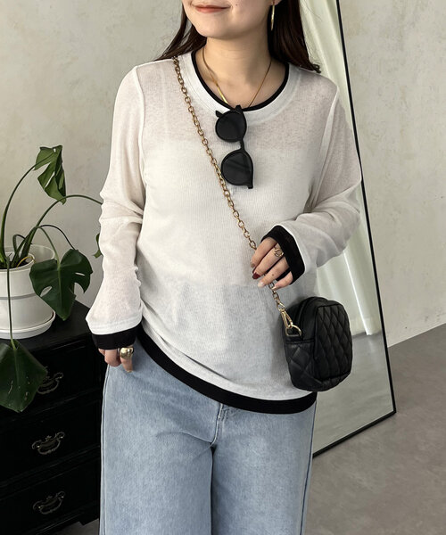 prose verse（プロズヴェール）の「レイヤードライクシアーロンT（Tシャツ/カットソー・レディース・オフホワイト/ブラック系その他/ピンク系その他/ブラック/ホワイト系その他/ピンク・MEDIUM/LARGE）」の3枚目の写真