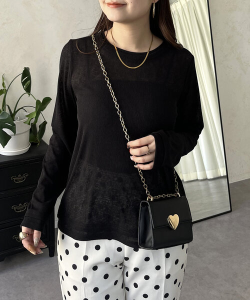 prose verse（プロズヴェール）の「レイヤードライクシアーロンT（Tシャツ/カットソー・レディース・オフホワイト/ブラック系その他/ピンク系その他/ブラック/ホワイト系その他/ピンク・MEDIUM/LARGE）」の2枚目の写真