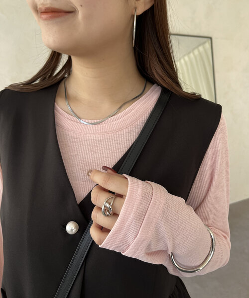 prose verse（プロズヴェール）の「レイヤードライクシアーロンT（Tシャツ/カットソー・レディース・オフホワイト/ブラック系その他/ピンク系その他/ブラック/ホワイト系その他/ピンク・MEDIUM/LARGE）」の21枚目の写真