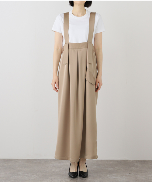 La TOTALITE（ラトータリテ）の「【洗える】MARECHAL TERRE/マルシャルテル サテンタックサロペット（ワンピース・レディース・ブラック/ベージュ・FREE）」の16枚目の写真