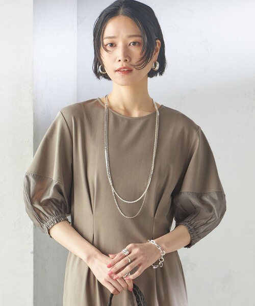 SHIPS(シップス)の「〈手洗い可能〉シアー スリーブ 切替 ジャージー ワンピース(ワンピース・レディース・ブラック/カーキ・ONE SIZE)」の20枚目の写真