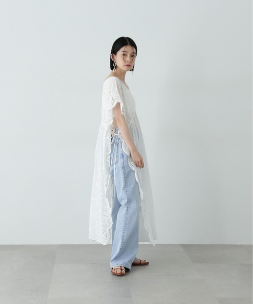N.（N. Natural Beauty Basic）（エヌエヌナチュラルビューティーベーシック）の「スカラップレースワンピース（ワンピース・レディース・オフホワイト/ブラック・MEDIUM）」の5枚目の写真