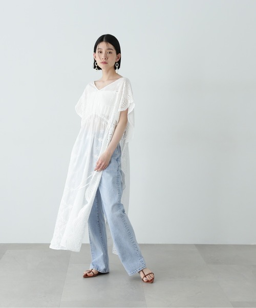 N.（N. Natural Beauty Basic）（エヌエヌナチュラルビューティーベーシック）の「スカラップレースワンピース（ワンピース・レディース・オフホワイト/ブラック・MEDIUM）」の7枚目の写真