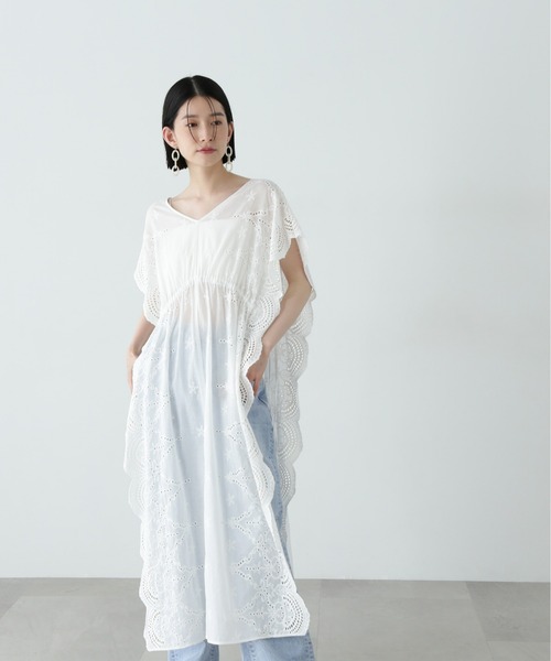 N.（N. Natural Beauty Basic）（エヌエヌナチュラルビューティーベーシック）の「スカラップレースワンピース（ワンピース・レディース・オフホワイト/ブラック・MEDIUM）」の10枚目の写真