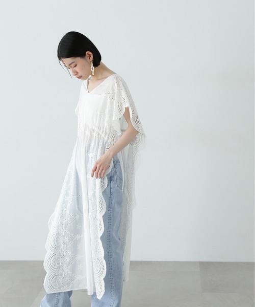 N.（N. Natural Beauty Basic）（エヌエヌナチュラルビューティーベーシック）の「スカラップレースワンピース（ワンピース・レディース・オフホワイト/ブラック・MEDIUM）」の11枚目の写真