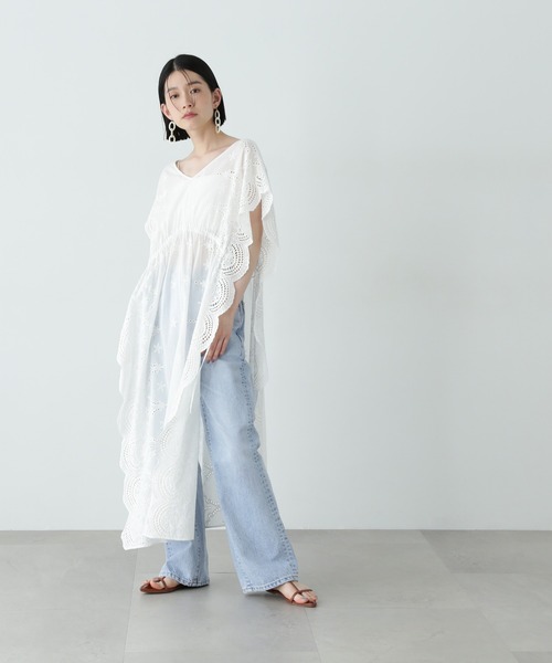 N.（N. Natural Beauty Basic）（エヌエヌナチュラルビューティーベーシック）の「スカラップレースワンピース（ワンピース・レディース・オフホワイト/ブラック・MEDIUM）」の13枚目の写真