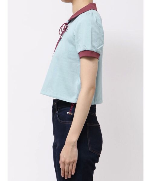 jouetie（ジュエティ）の「レースアップポロシャツ（ポロシャツ・レディース・ピンク/オフホワイト/ブルー/ブラック・MEDIUM）」の6枚目の写真