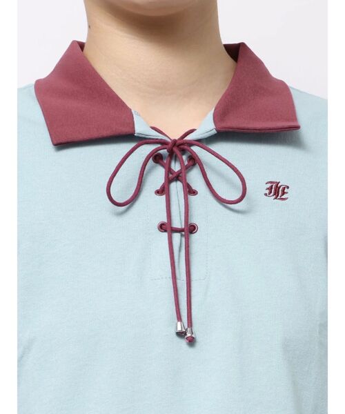 jouetie（ジュエティ）の「レースアップポロシャツ（ポロシャツ・レディース・ピンク/オフホワイト/ブルー/ブラック・MEDIUM）」の8枚目の写真