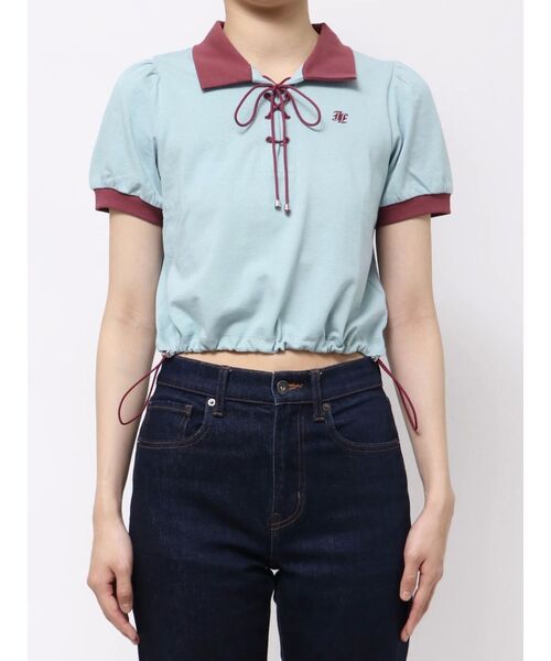 jouetie（ジュエティ）の「レースアップポロシャツ（ポロシャツ・レディース・ピンク/オフホワイト/ブルー/ブラック・MEDIUM）」の12枚目の写真