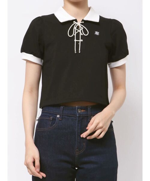 jouetie（ジュエティ）の「レースアップポロシャツ（ポロシャツ・レディース・ピンク/オフホワイト/ブルー/ブラック・MEDIUM）」の19枚目の写真