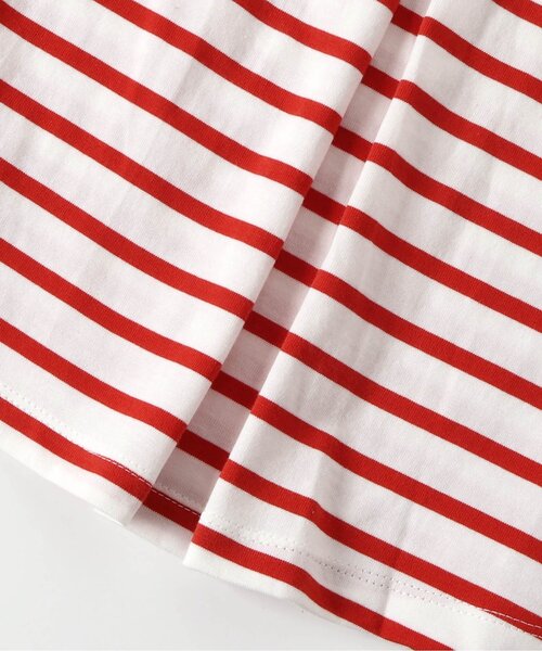 apres les cours（アプレレクール）の「【ジュニア対応】スカラップ衿ボーダー半袖チュニック（Tシャツ/カットソー・キッズ・レッド/ネイビー・130/140/80/90/100/110/120）」の8枚目の写真