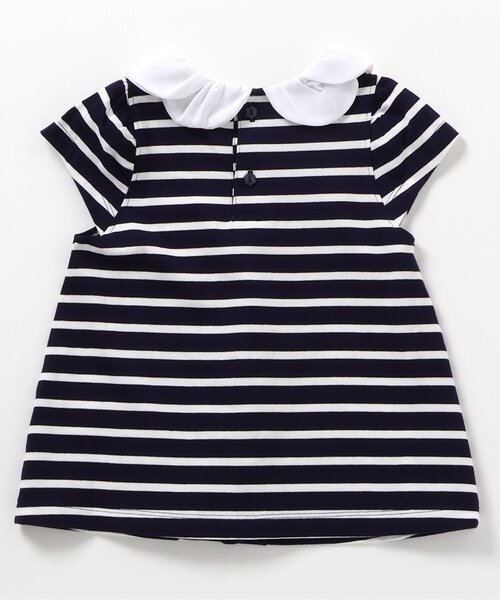 apres les cours（アプレレクール）の「【ジュニア対応】スカラップ衿ボーダー半袖チュニック（Tシャツ/カットソー・キッズ・レッド/ネイビー・130/140/80/90/100/110/120）」の9枚目の写真