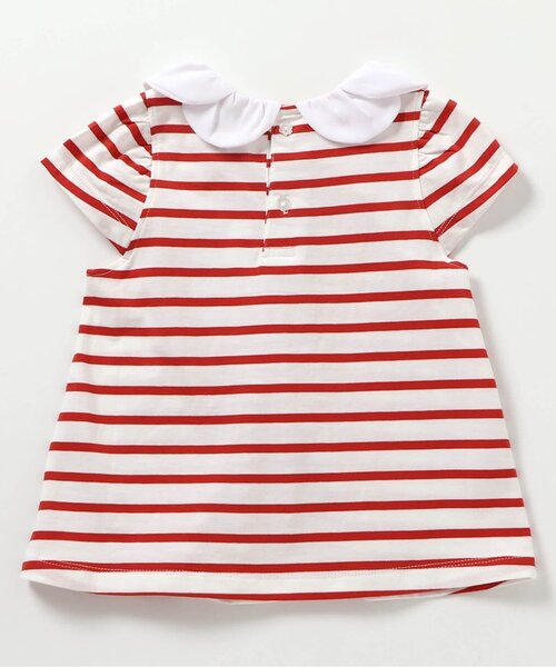 apres les cours（アプレレクール）の「【ジュニア対応】スカラップ衿ボーダー半袖チュニック（Tシャツ/カットソー・キッズ・レッド/ネイビー・130/140/80/90/100/110/120）」の10枚目の写真
