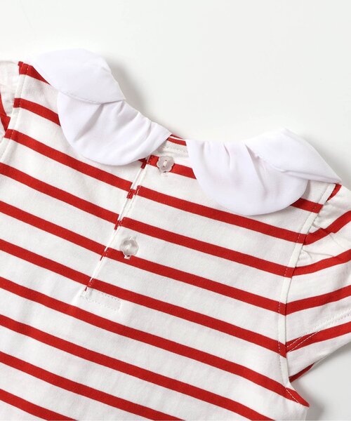 apres les cours（アプレレクール）の「【ジュニア対応】スカラップ衿ボーダー半袖チュニック（Tシャツ/カットソー・キッズ・レッド/ネイビー・130/140/80/90/100/110/120）」の13枚目の写真