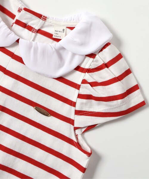 apres les cours（アプレレクール）の「【ジュニア対応】スカラップ衿ボーダー半袖チュニック（Tシャツ/カットソー・キッズ・レッド/ネイビー・130/140/80/90/100/110/120）」の15枚目の写真