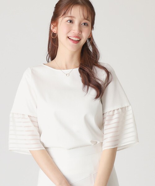 COUP DE CHANCE（クードシャンス）の「【洗える／日本製】袖デザインのジャージプルオーバー（Tシャツ/カットソー・レディース・ブラック/オレンジ/ブルー系その他/ホワイト・36/38/40/34）」の2枚目の写真