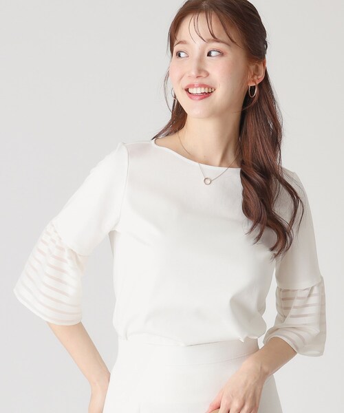 COUP DE CHANCE（クードシャンス）の「【洗える／日本製】袖デザインのジャージプルオーバー（Tシャツ/カットソー・レディース・ブラック/オレンジ/ブルー系その他/ホワイト・36/38/40/34）」の5枚目の写真