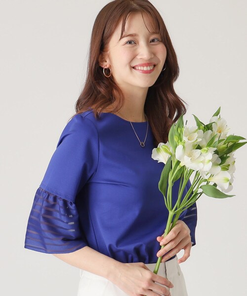 COUP DE CHANCE（クードシャンス）の「【洗える／日本製】袖デザインのジャージプルオーバー（Tシャツ/カットソー・レディース・ブラック/オレンジ/ブルー系その他/ホワイト・36/38/40/34）」の20枚目の写真