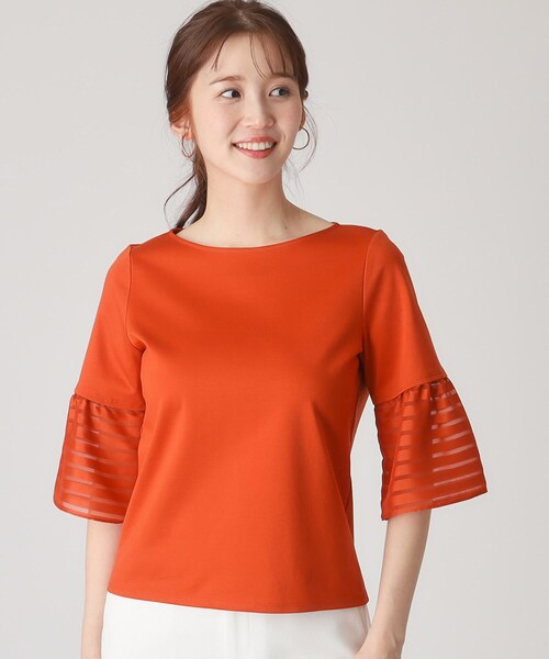COUP DE CHANCE(クードシャンス)の「【洗える/日本製】袖デザインのジャージプルオーバー(Tシャツ/カットソー・レディース・ブラック/オレンジ/ブルー系その他/ホワイト・36/38/40/34)」の9枚目の写真