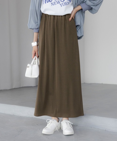 Elura（エルーラ）の「ドレスアップリブナロースカート＜低身長サイズあり＞/326354（スカート・レディース・ネイビー/ブルー/カーキ・FREE(S)/MEDIUM/LARGE）」の2枚目の写真