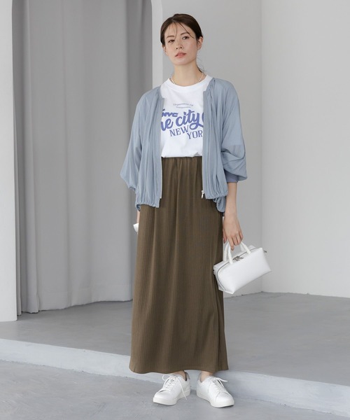 Elura（エルーラ）の「ドレスアップリブナロースカート＜低身長サイズあり＞/326354（スカート・レディース・ネイビー/ブルー/カーキ・FREE(S)/MEDIUM/LARGE）」の7枚目の写真