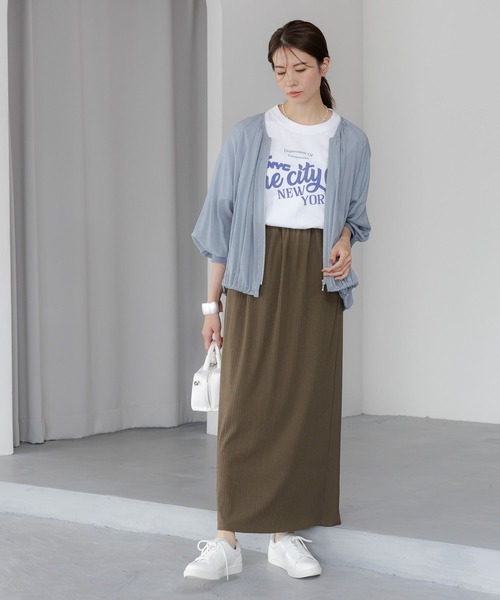 Elura（エルーラ）の「ドレスアップリブナロースカート＜低身長サイズあり＞/326354（スカート・レディース・ネイビー/ブルー/カーキ・FREE(S)/MEDIUM/LARGE）」の8枚目の写真