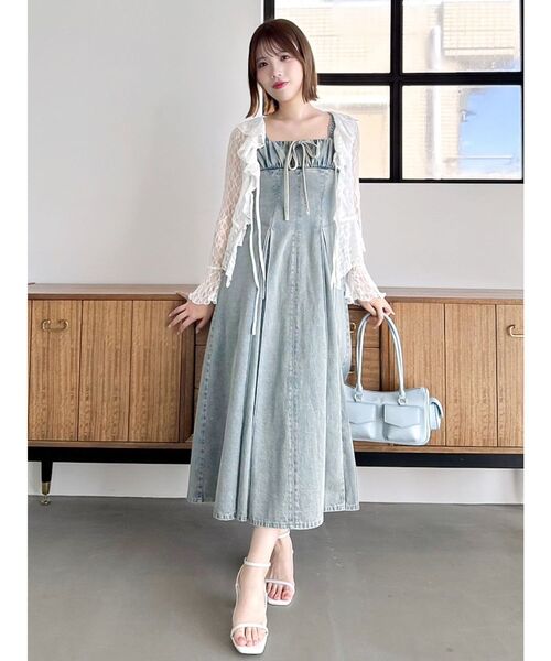 dazzlin(ダズリン)の「ラッフルヘムレースアンサンブル(Tシャツ/カットソー・レディース・ブルー/ブラック/オフホワイト・FREE)」の6枚目の写真