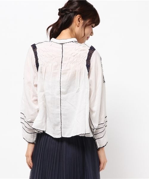 OUTLET（アウトレット）の「【Sheta】インド刺繍ブラウス（シャツ/ブラウス・レディース・ホワイト/カーキ・FREE）」の5枚目の写真