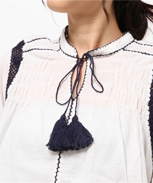 OUTLET（アウトレット）の「【Sheta】インド刺繍ブラウス（シャツ/ブラウス・レディース・ホワイト/カーキ・FREE）」の6枚目の写真